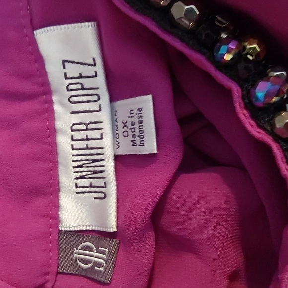 Jennifer Lopez- Bright Purple Flowy Chiffon Blouse W/ Neckline Beads  Sz.XL - Picture 7 of 9